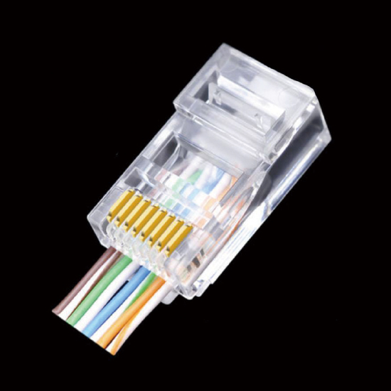 Коннектор RJ-45 8P-8C CAT5e (со сквозным отверстием), для одножильного и многожильного кабеля ELETEC, 3MR