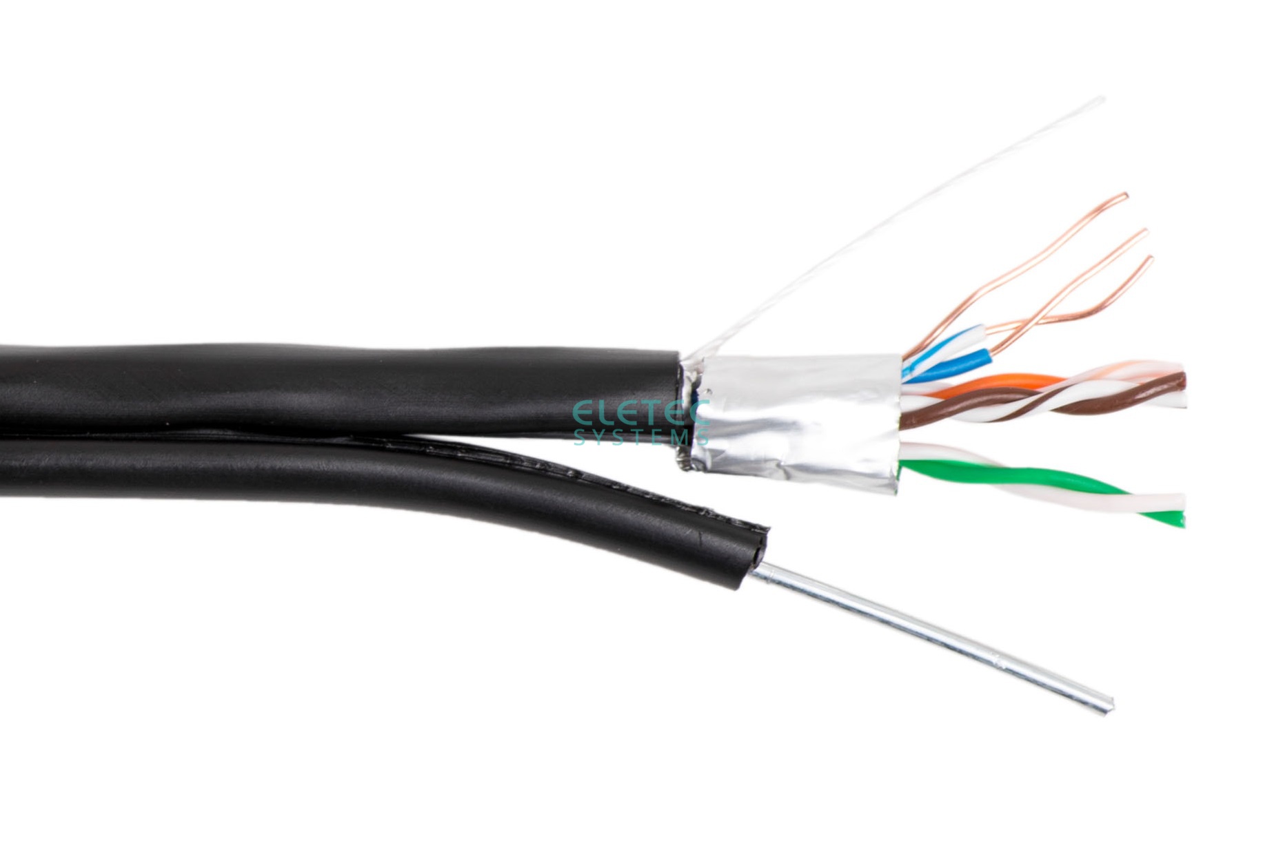 Кабель FTP 5E Eletec 4x2xAWG24 наружный с тросом, 305 м, медь, 06-523
