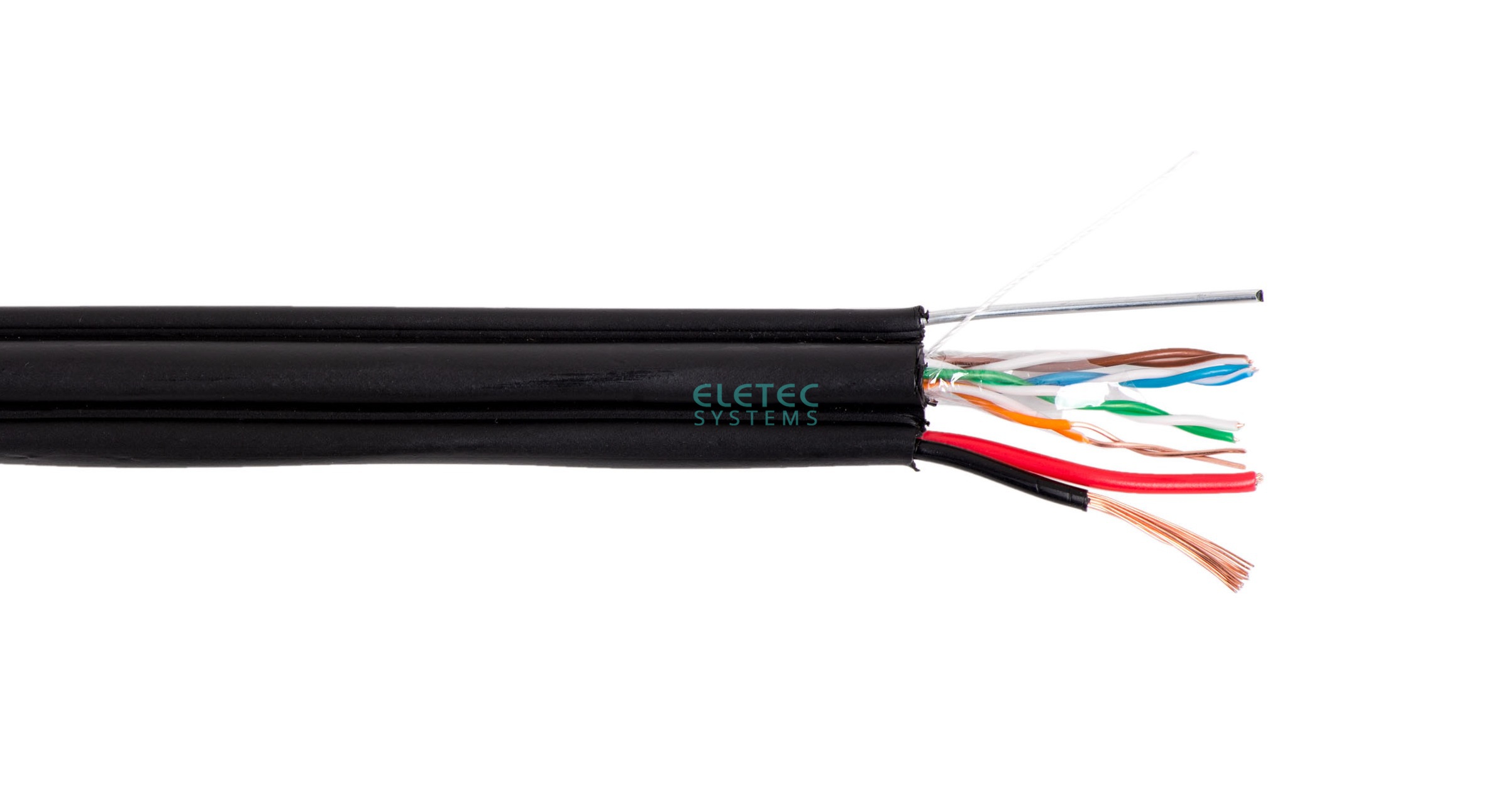 Кабель комб. UTP 5E 4x2x0.5 + 2x1.0 outdoor, с тросом, 200 м, 05-099