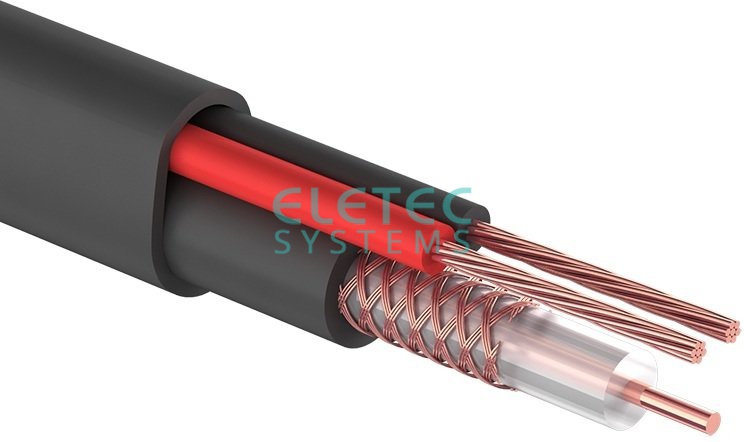 Кабель комбинированный RG-59 MICRO+2x0.75 мм2 75 Ом, черный, 100 м, 04-605