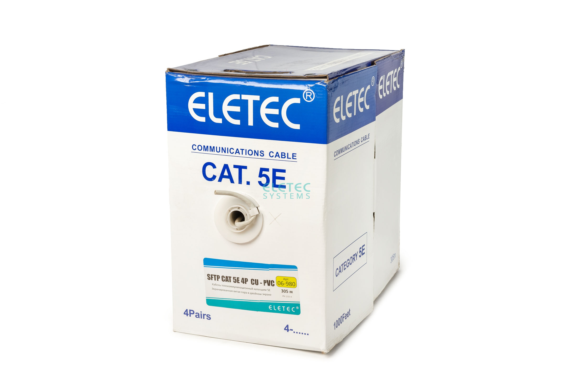 Кабель SFTP 5E Eletec 4x2xAWG24, 305 м, медь, 06-980