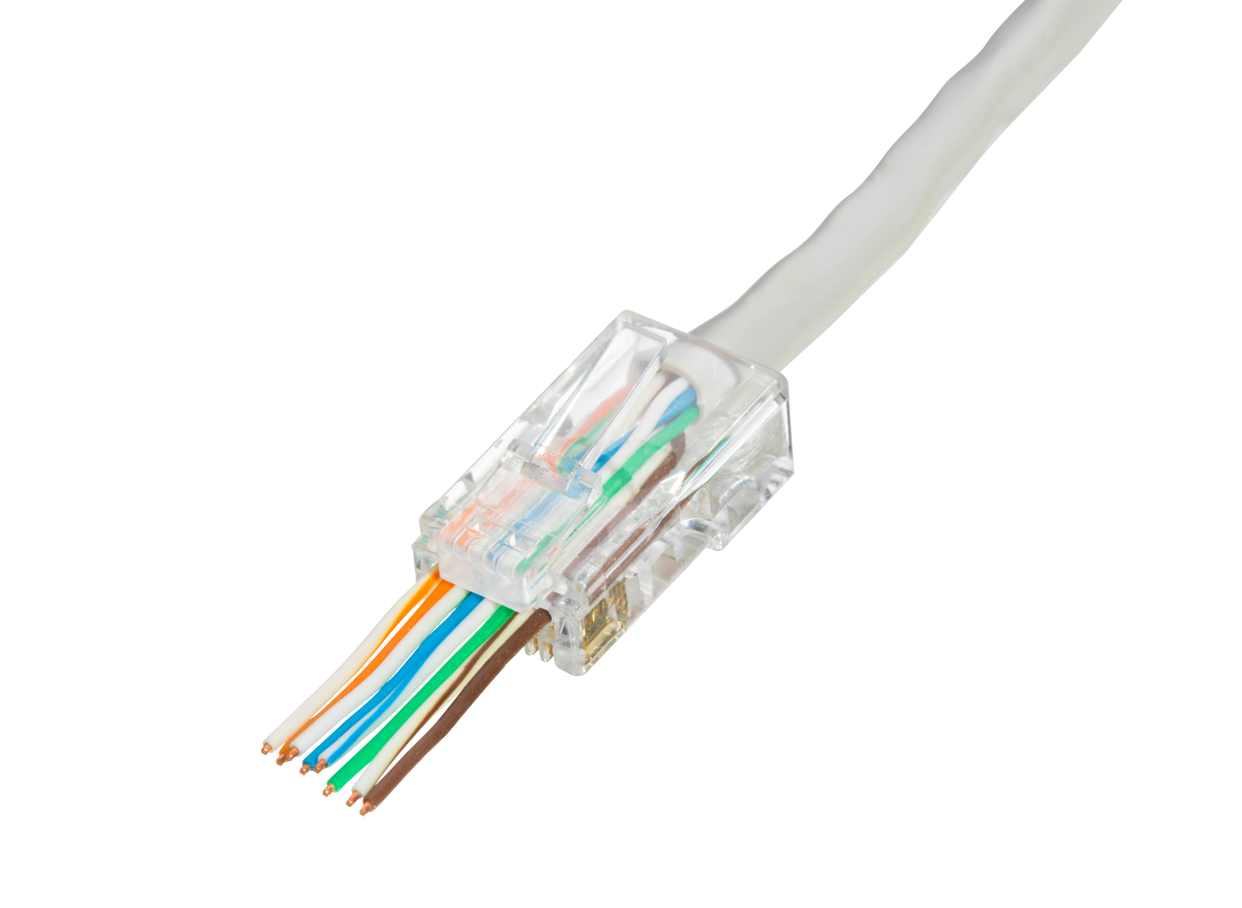 Коннектор RJ-45 8P-8C CAT5e (со сквозным отверстием), для одножильного и многожильного кабеля ELETEC, 3MR