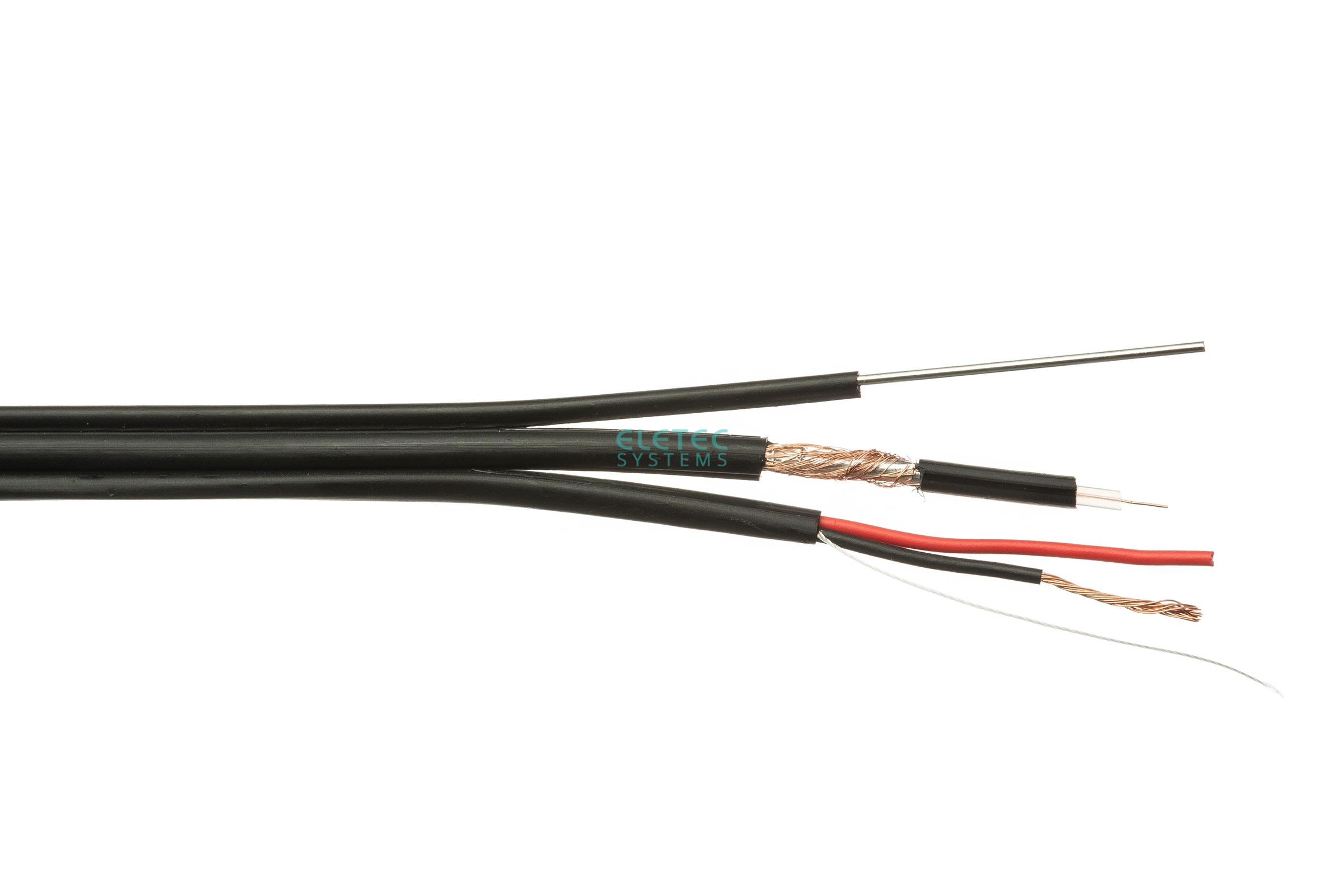 Кабель комбинированный КВК-П-2Э  2x0.75 мм2 75 Ом, плоский, outdoor, с тросом, 200 м, 04-008